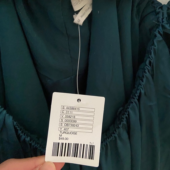 URBAN OUTFITTERS Crop Silky Turquoise - M - Picture 4 of 7